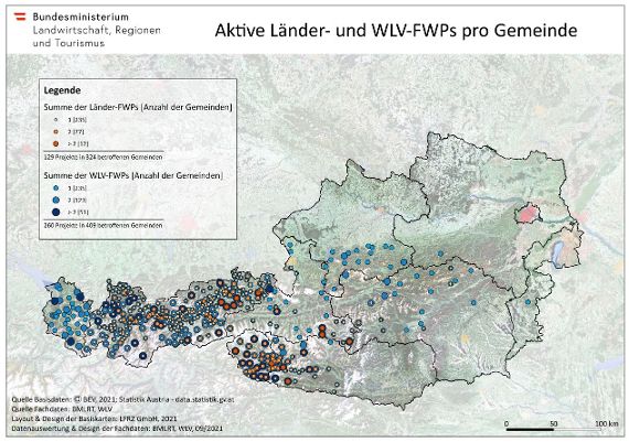 Flächenwirtschaftliche Projekte (FWP) – Darstellung aktiver Länder- und WLV Projekte