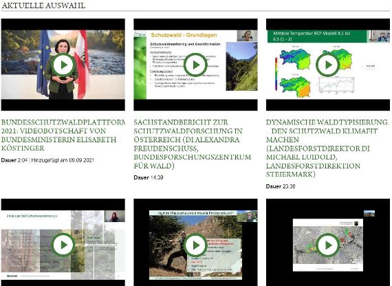 Bundessschutzwaldplattform 2021 - Videos